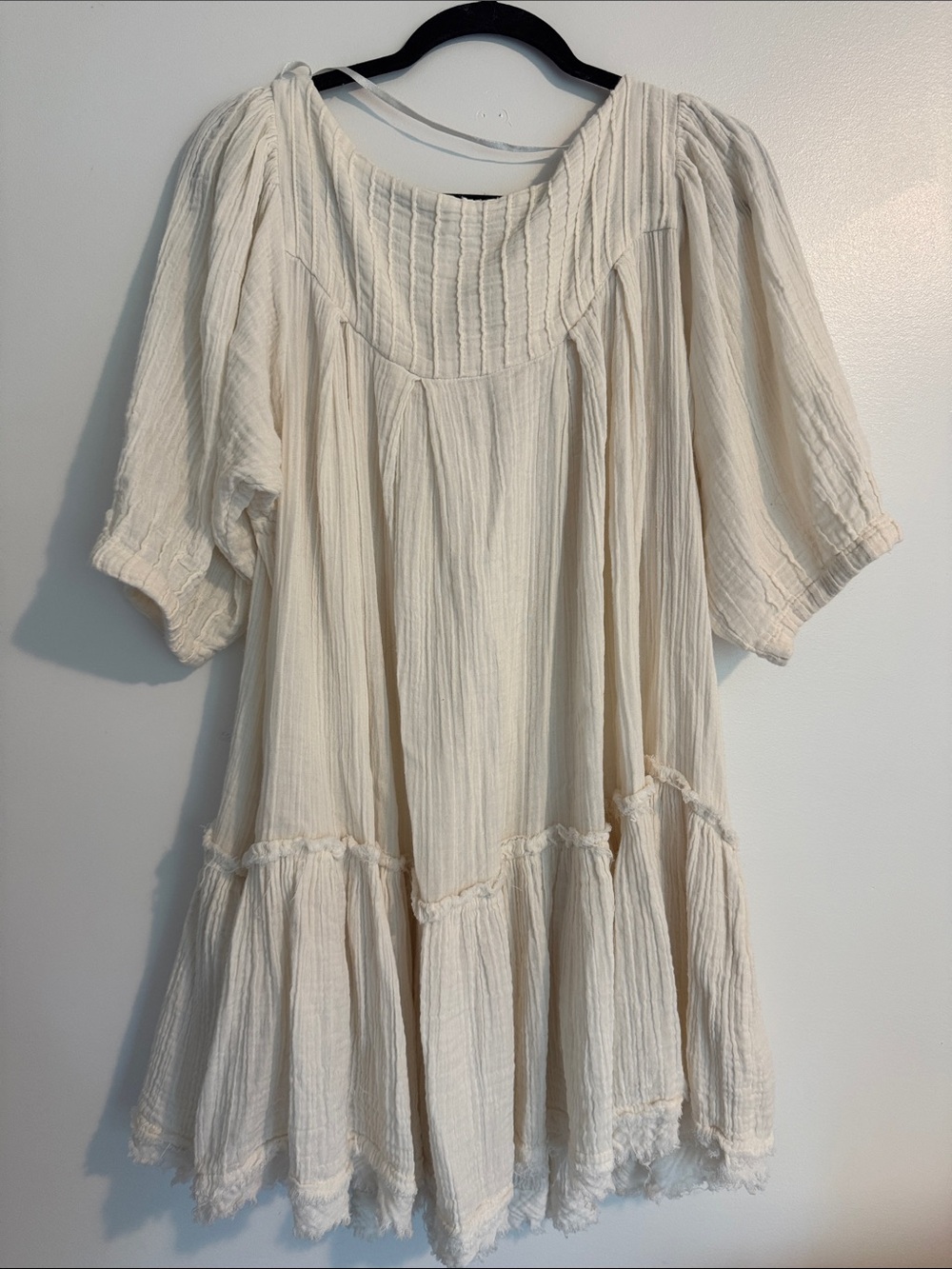 Free People Mystery Land Ivory Gauzy Tiered Boho Tunic Dress - Picture 6 of 6